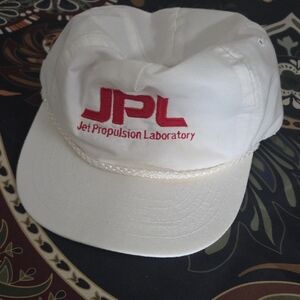 White JPL Cap with Red Embroidery